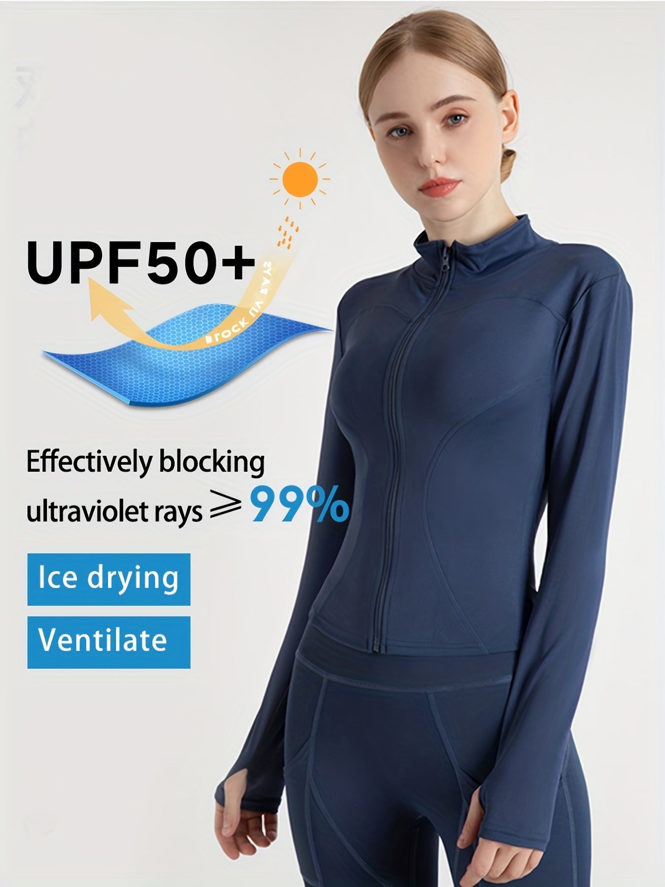Women's Quick Dry Full Zip Sports Jacket with Thumb Holes