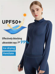 Women's Quick Dry Full Zip Sports Jacket with Thumb Holes
