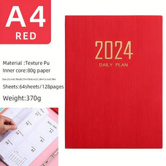 A4 English Schedule Book Leather Thin Section Weekly Calendar Notebook