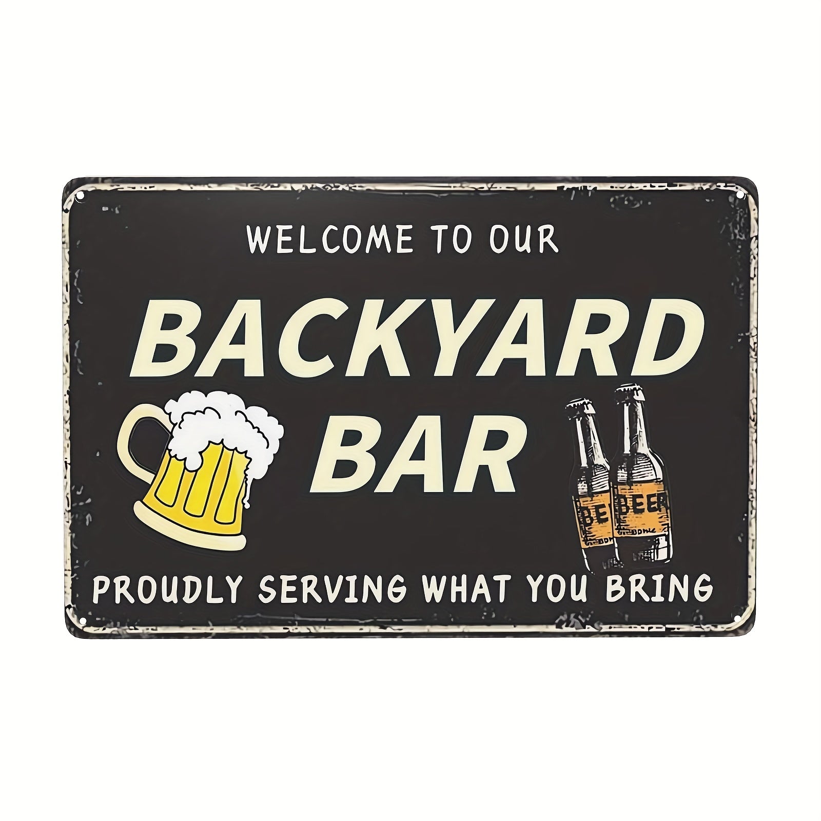 Funny Backyard Bar Tin Sign - Bring Your Own Beer Alcohol Drinks Fun Wall Decor