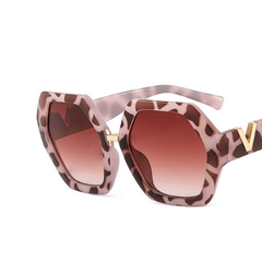 Hexagonal Vintage Oversized Women Sunglasses 1960s Thick Frame Polygonal Glasses