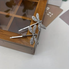 2pcs Alloy Dragonfly Hairpin for Side Hair, Sweet Hair Clip