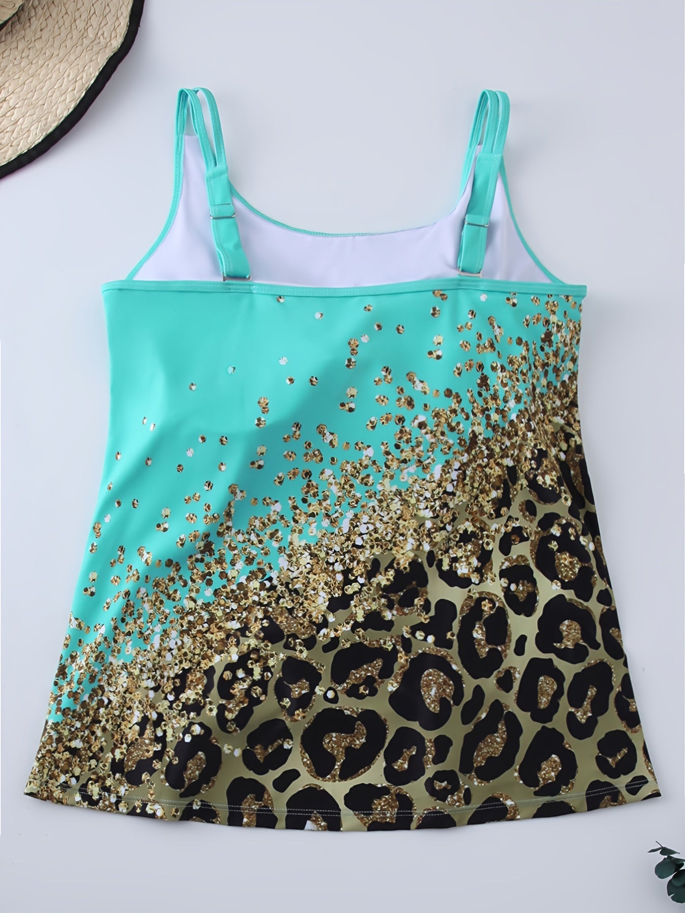  Glitter Leopard Print Tankini Set