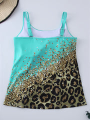  Glitter Leopard Print Tankini Set