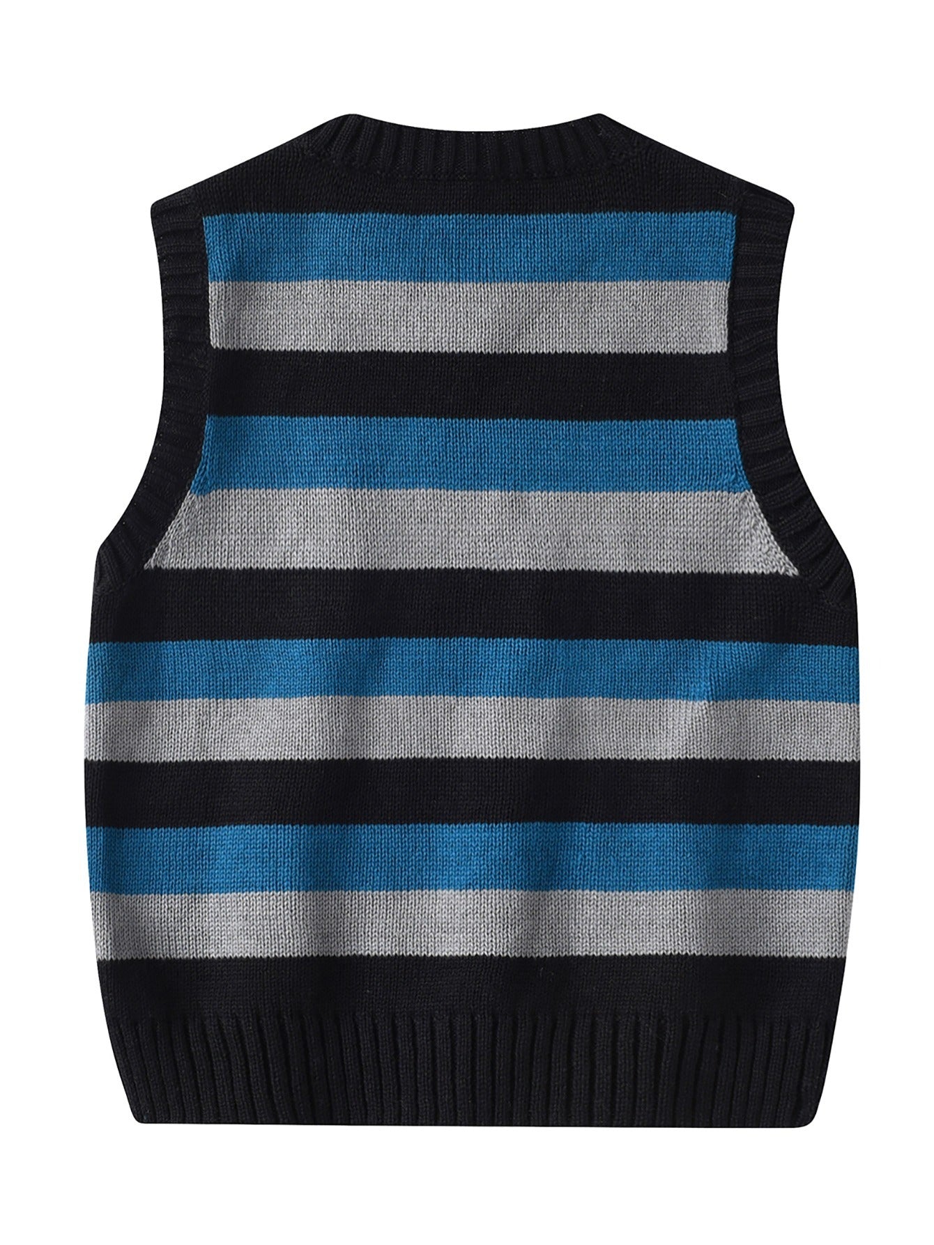 Kids' V-Neck Striped Knit Vest for Autumn Winter