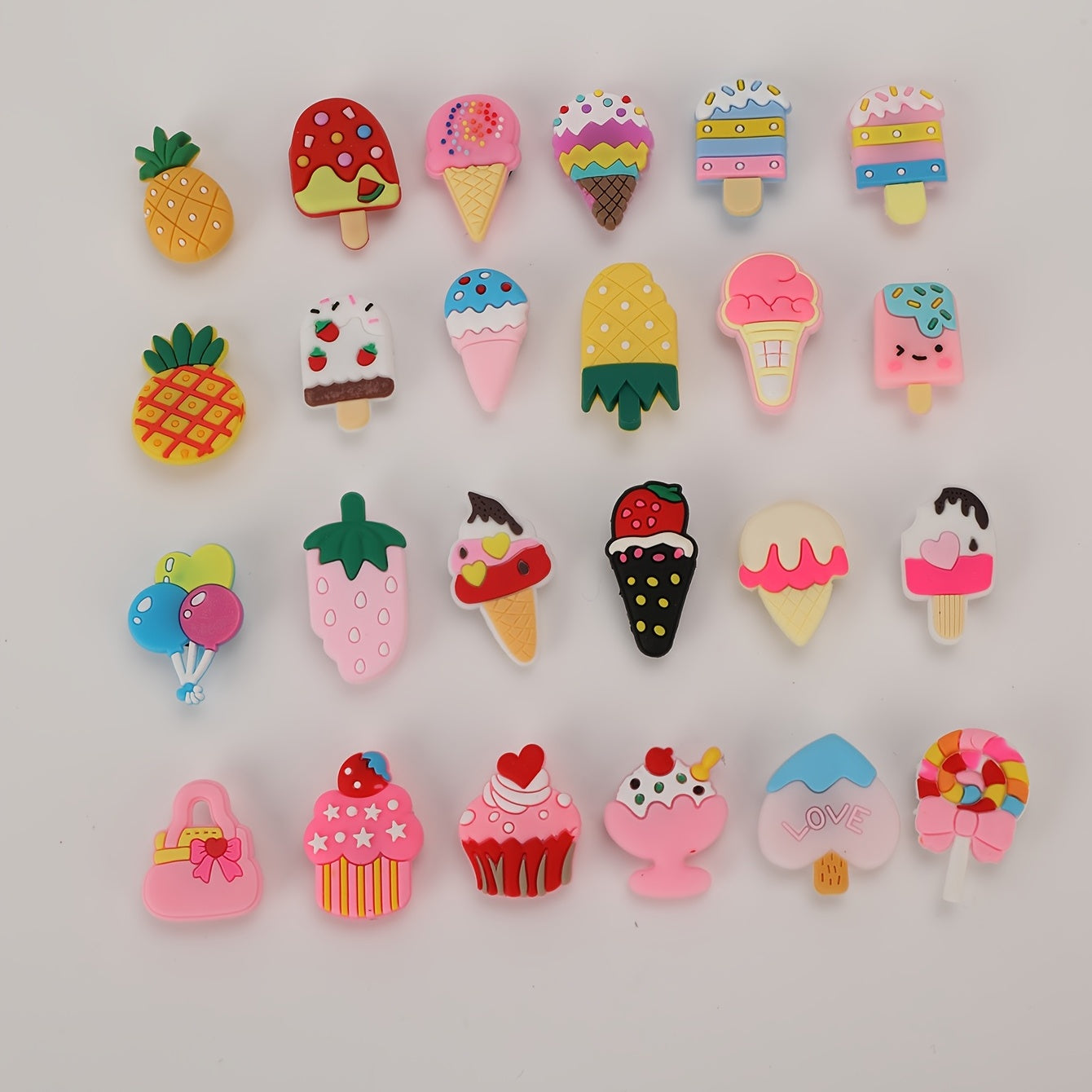 24pcs Ice Cream Shoe Charms for Girls