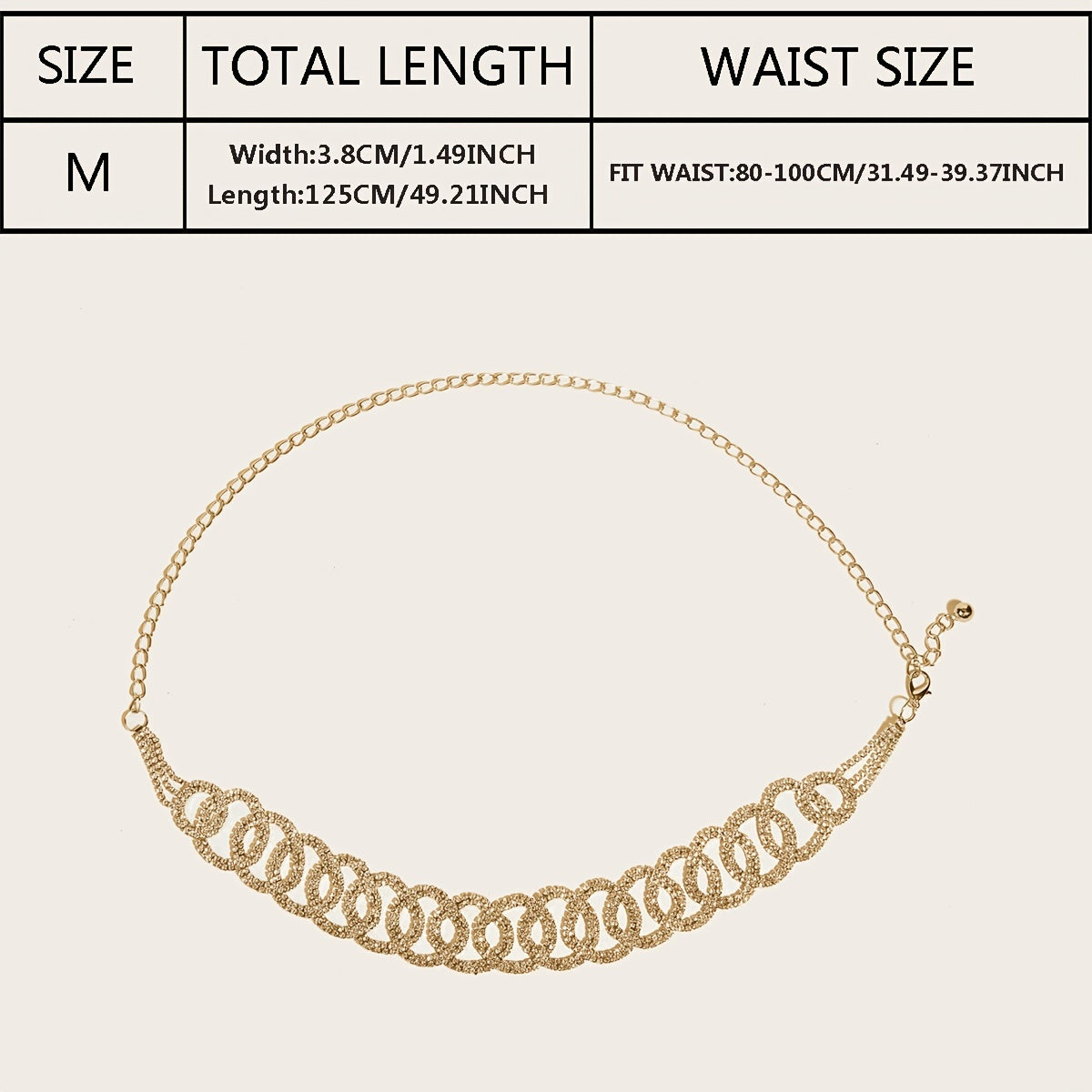 Golden Rhinestone Circle Decor Belt Double Circle Waist Chains
