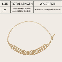 Golden Rhinestone Circle Decor Belt Double Circle Waist Chains