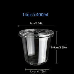 50 Disposable Plastic Cups & Lids for Drinks & Desserts Christmas Party