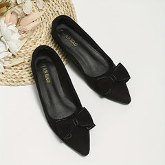 Women's Bowknot Ballet Flats Pointed Toe Slip On Shoes Comfy Walking Flats
