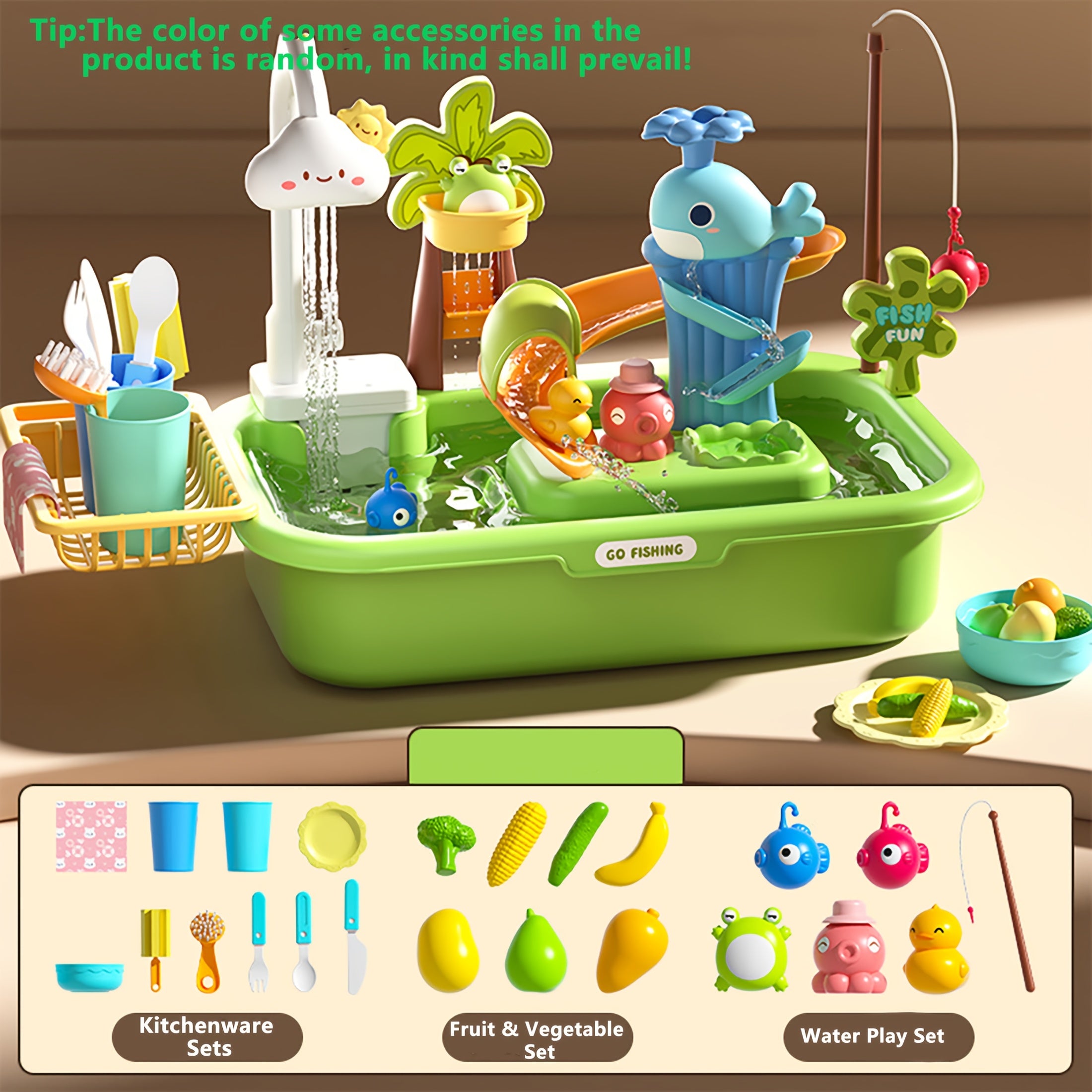 Kids Toy Dishwasher & Bath Tools Set - Batteries Not Included