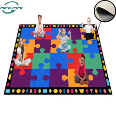 Colorful Puzzle Seating Rug for Nursery School Learning Area