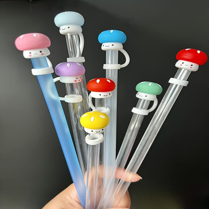 Mushroom Shaped Straw Tip Cover Reusable Silicone Lid