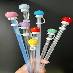 Mushroom Shaped Straw Tip Cover Reusable Silicone Lid