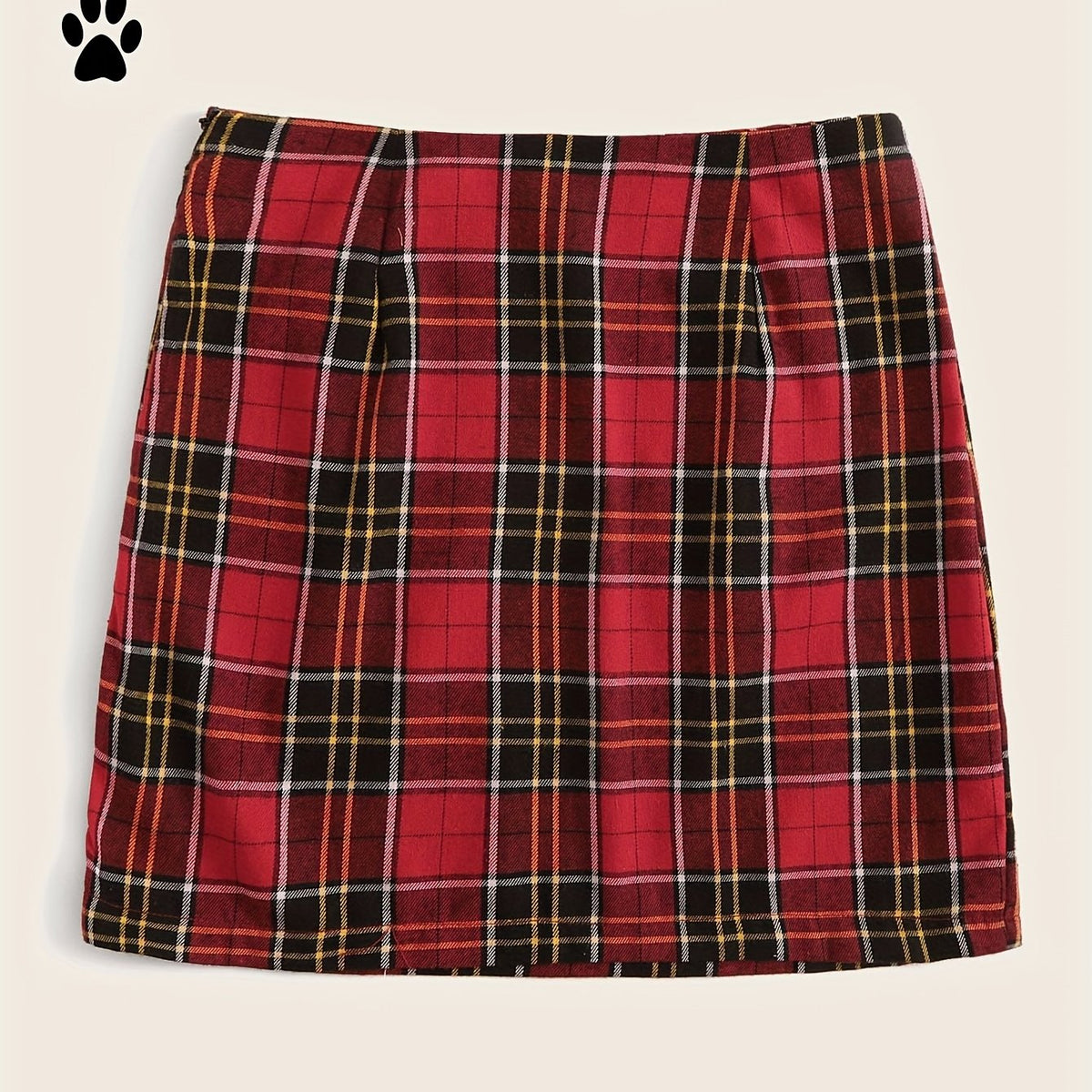  Plaid Print High Rise Stretch Mini Skirt