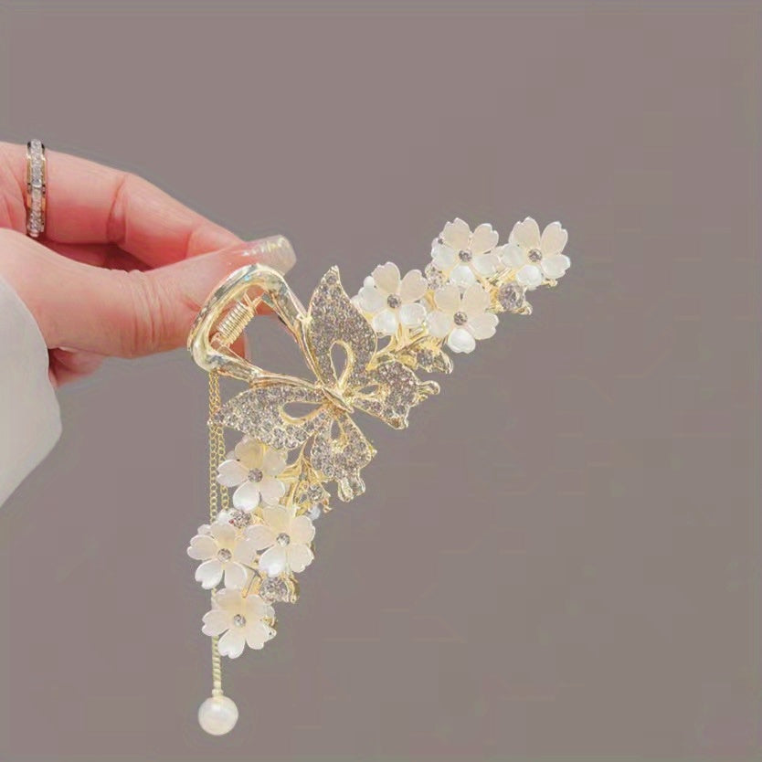 Large Shark Claw Rhinestone Hair Claw Ponytail Holder