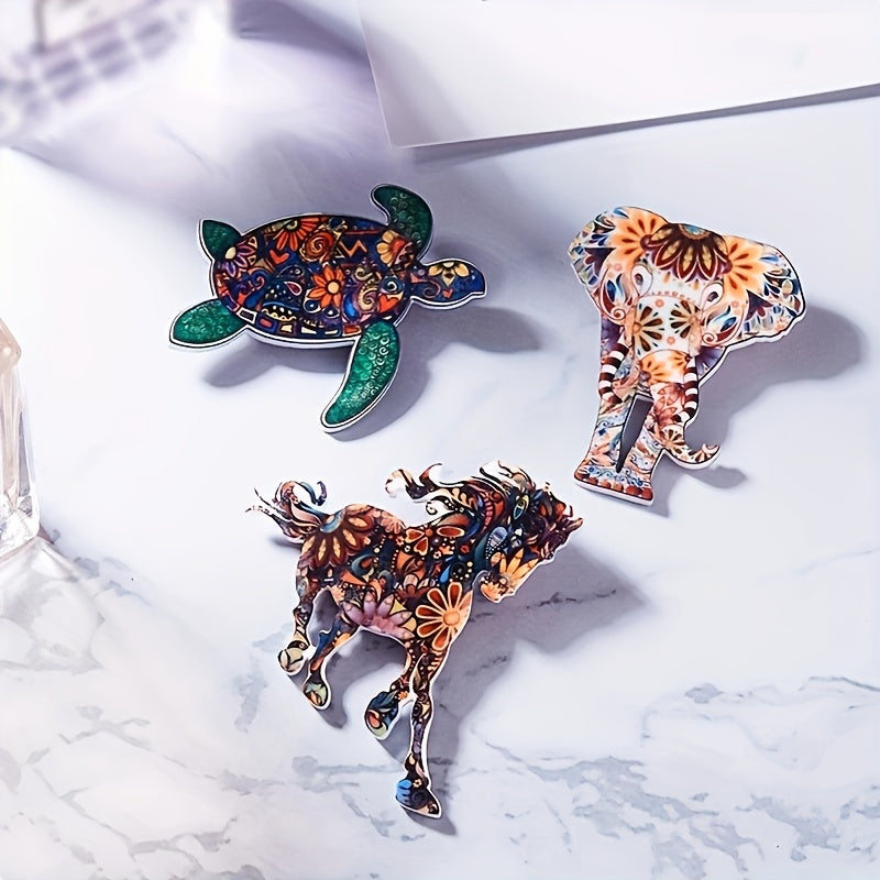 Colorful Turtle Brooch Creative Horse Elephant Animal Lapel Pin