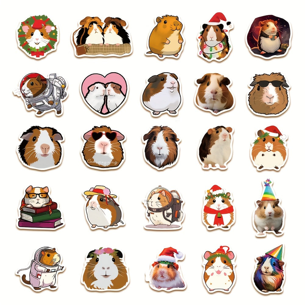 50pcs Cartoon Guinea Pig Stickers Waterproof Laptop Cup Phone Decoration