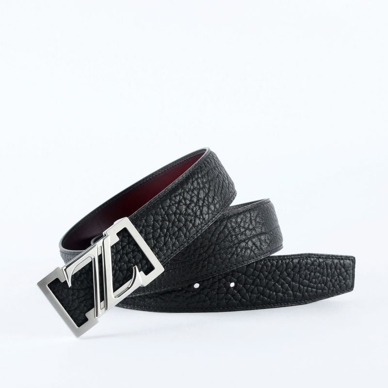 Men's Raw Cut Out Letter Buckle Belt Smooth Top Coat 304 Stainless Steel
