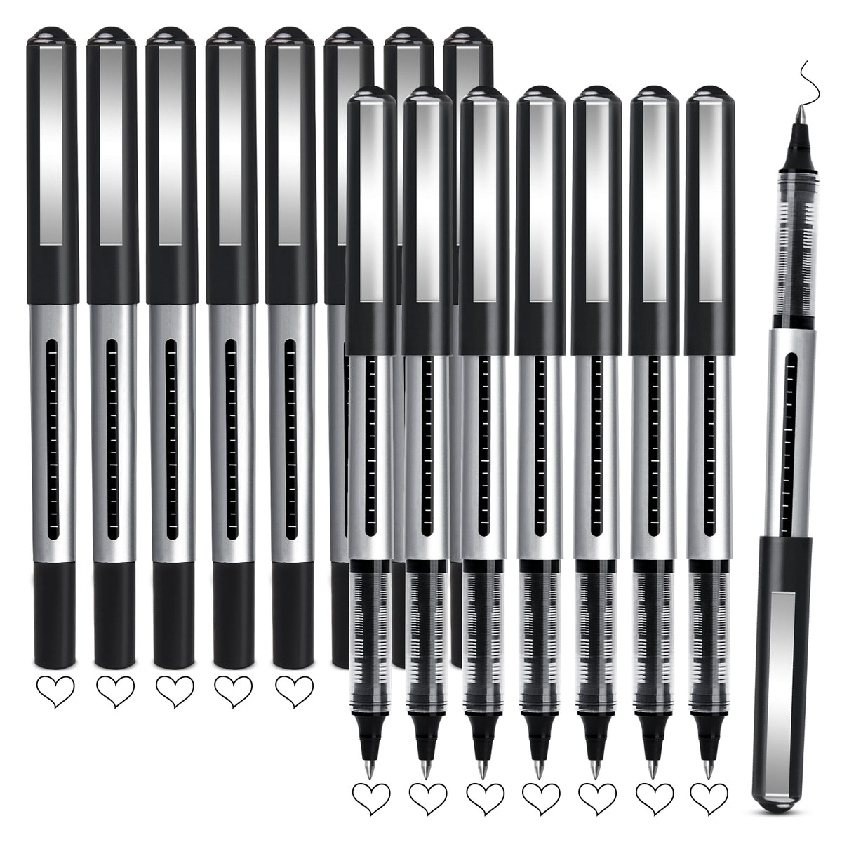 16Pcs Fine Point Rollerball Pens 0.5mm Gel Ink Extra Thin Tip Writing