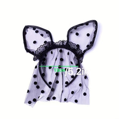 Bunny Ears Lace Headband Veil Hair Band Women Halloween Hair Accessories