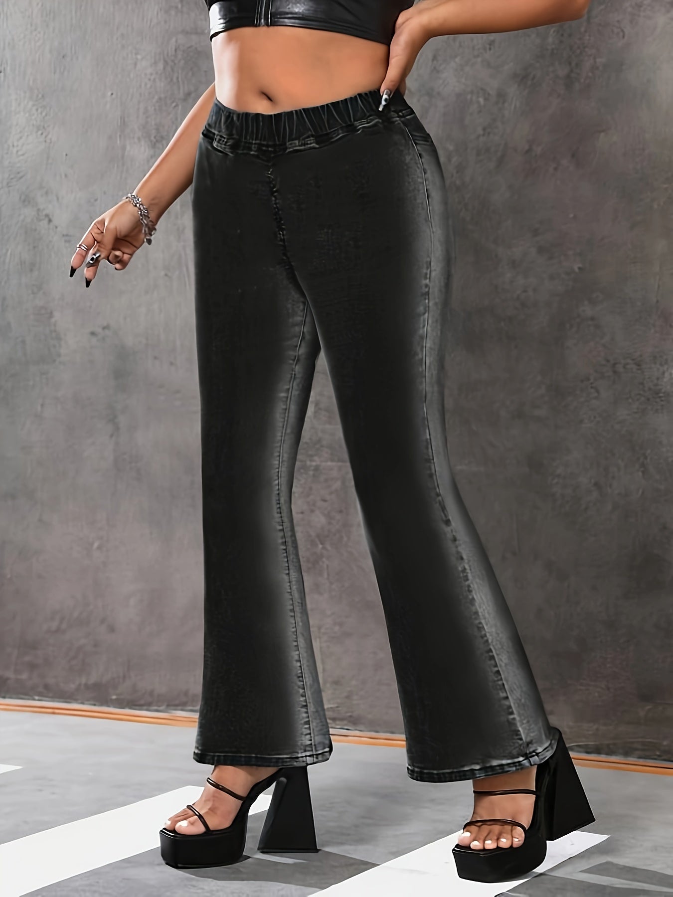  Retro Jeans Women's Plus Flare Leg Jeans