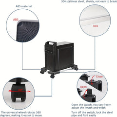 Adjustable Computer Tower Stand with 4 Wheels, Fits Most PC