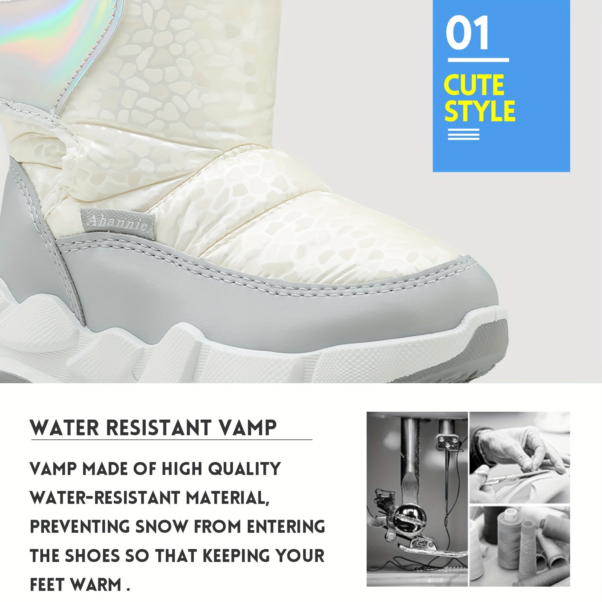 Girl's High Top Snow Boots Warm Fleece Cozy Non slip Ankle Boots