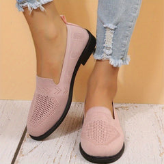 Women's Knitted Flat Shoes Soft Sole Slip On Casual Walking Shoes