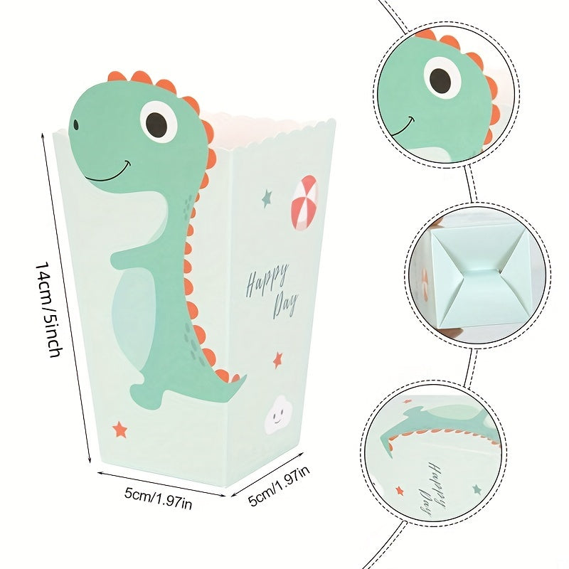 12 Pcs Dinosaur Popcorn Box Candy Cookies Packaging Bag