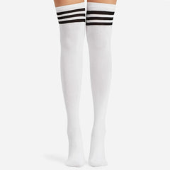 2pairs Womens Thigh High Socks Striped Over The Knee Socks
