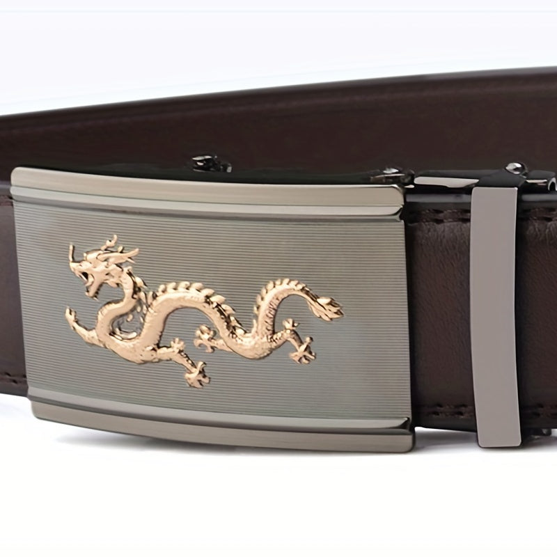 Men's Dragon Style Leather Belt Automatic Buckle