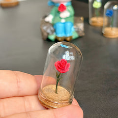 1pc Rose in Glass Dome Decorative Flower Collectible Ornament