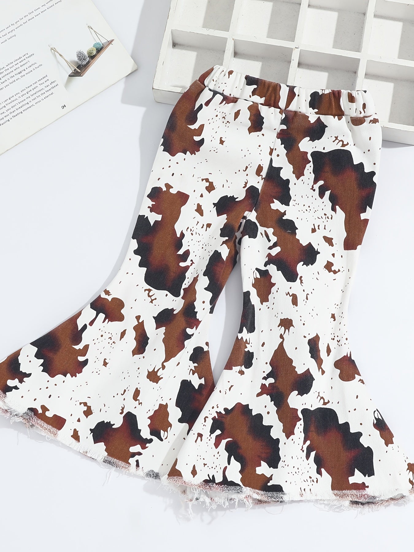 Girls Graffiti Print Flared Jeans Elastic Waist Clothes