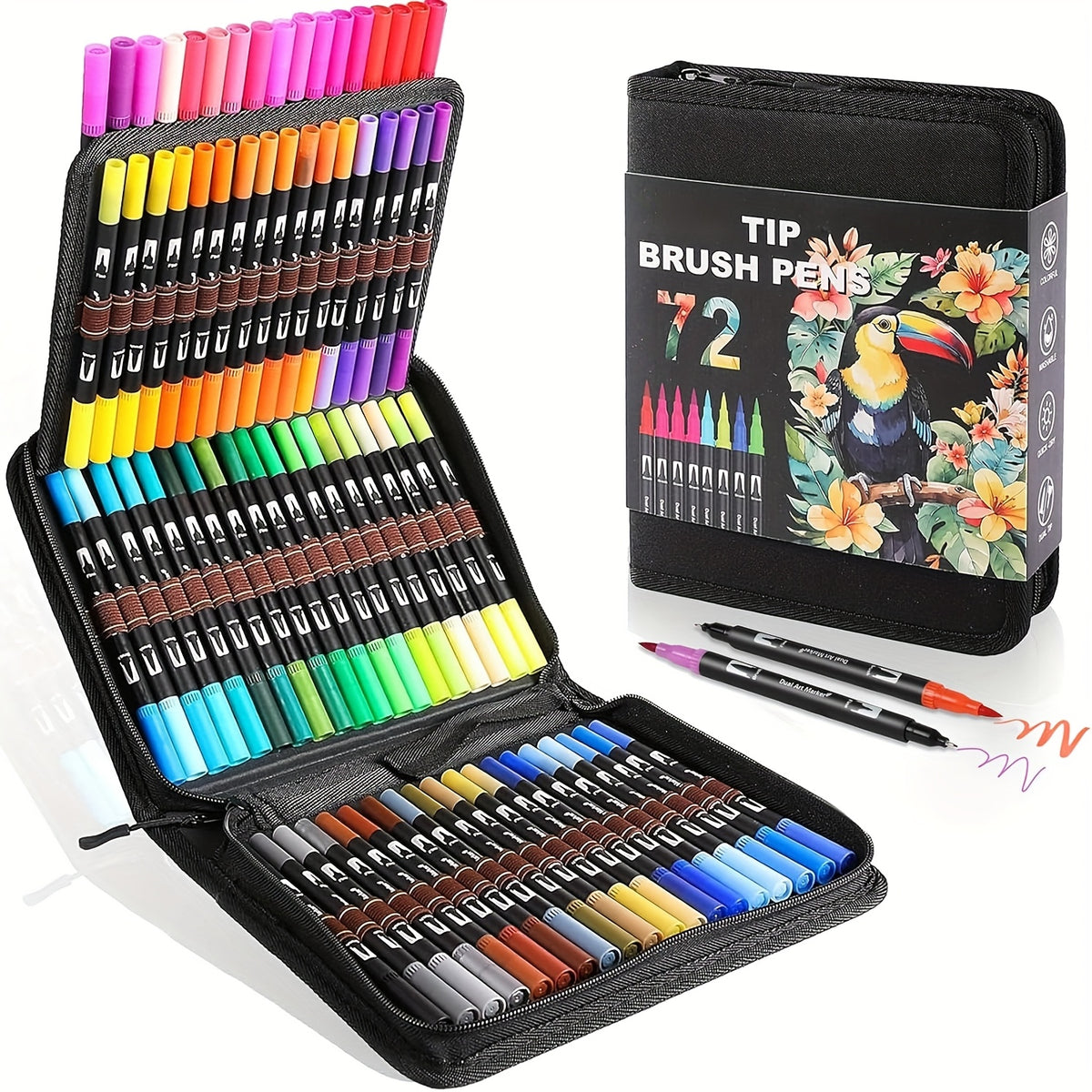 Artist Pen Set 72 Colors Dual Brush Art Markers