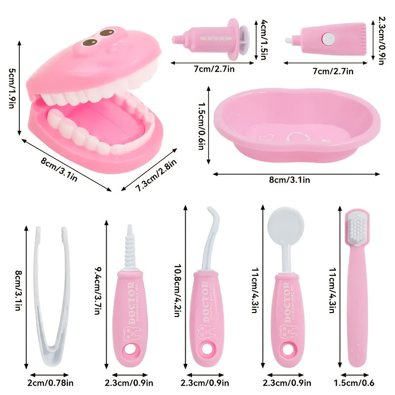 9pcs Dental Toy Set for Pretend Play as Doctors and Nurses