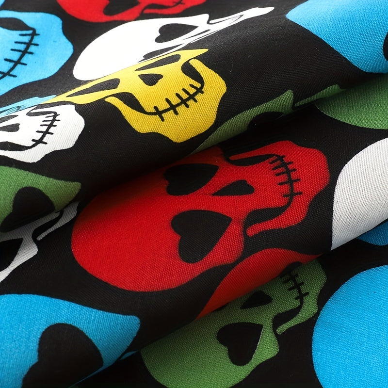Men's Skull Print Square Scarf for Outdoor Party