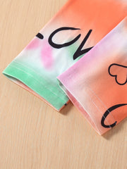 Girl's Tie dyed Graffiti Print Ankle Pants