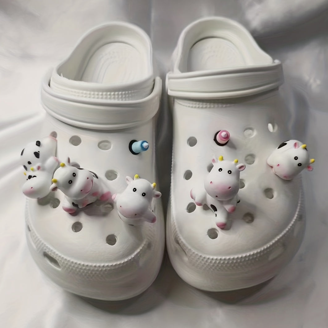 7pcs 3D Cow Mini Bottle Charms For Clogs DIY Shoe Decor