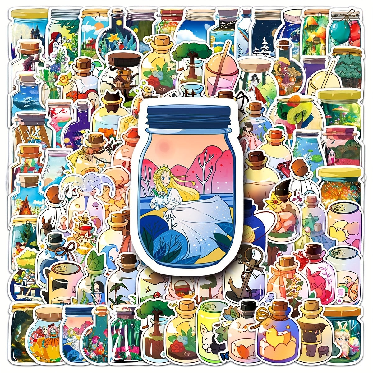 100pcs Cartoon Bottle Graffiti Stickers for Phone Laptop Car