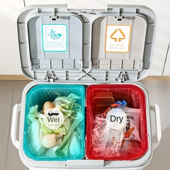 Large Capacity Trash Can with Lid, Household Rubbish Bin, Dry/Wet Separation