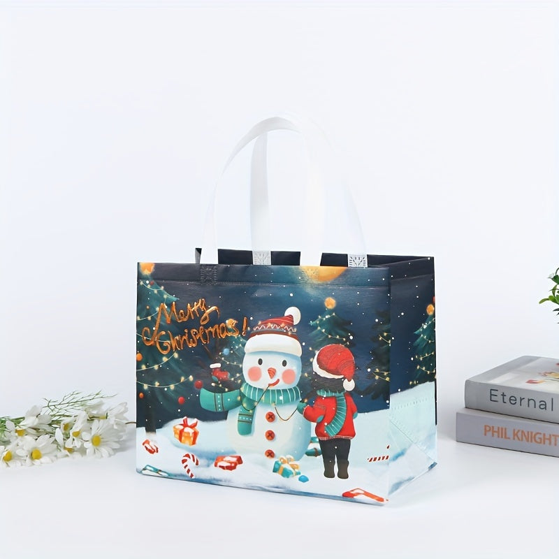 6pcs Christmas Gift Bags Reusable Tote Bags Festive Non-Woven Grocery