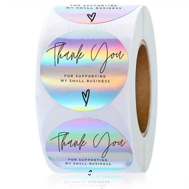 500pcs Rainbow Laser Thank You Adhesive Sticker Label Roll