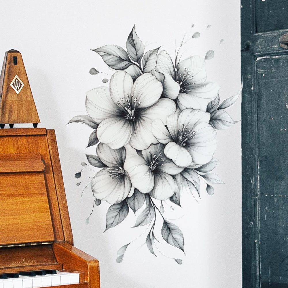 Floral Wall Decal Large Flower Pattern Removable Self Adhesive Sticker