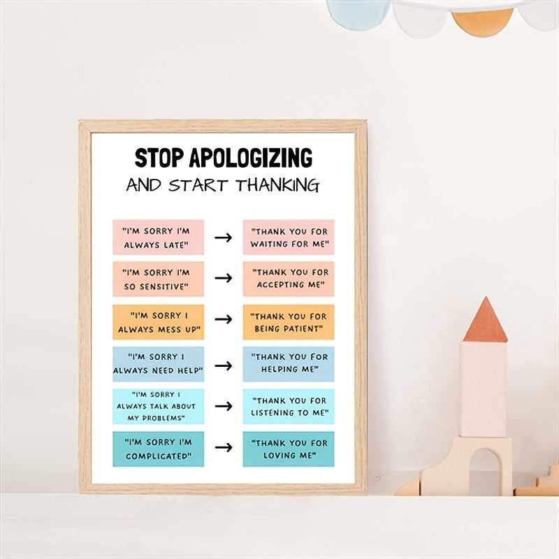Thank, Don't Apologize: Mental Health Poster for Therapists