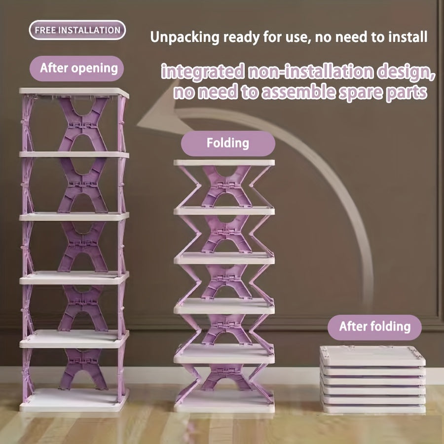 6pcs Folding Shoe Rack for Entryway Indoor Dormitory