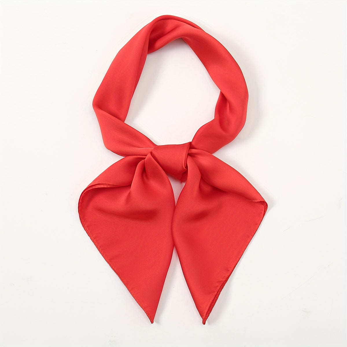 Red Satin Bandana Square Scarf Neckerchief Head Wrap Hair Accessory