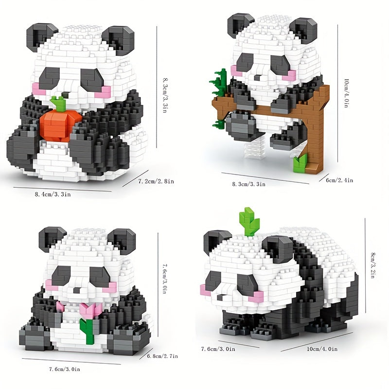 14 Styles Panda Orchid Flower Building Blocks Model Bricks Toy