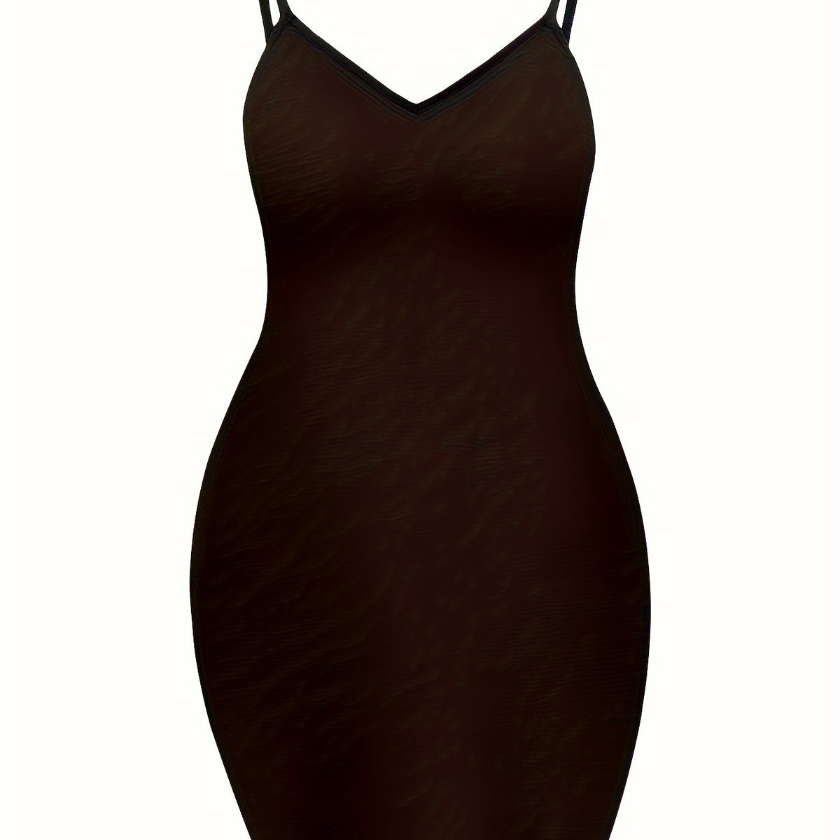 Casual Cami Dress Women's Plus Plain Backless V Neck Slight Stretch