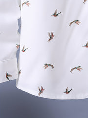 Boys Birds Full Print Long Sleeve Button Down Tops